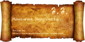 Havranek Henrietta névjegykártya